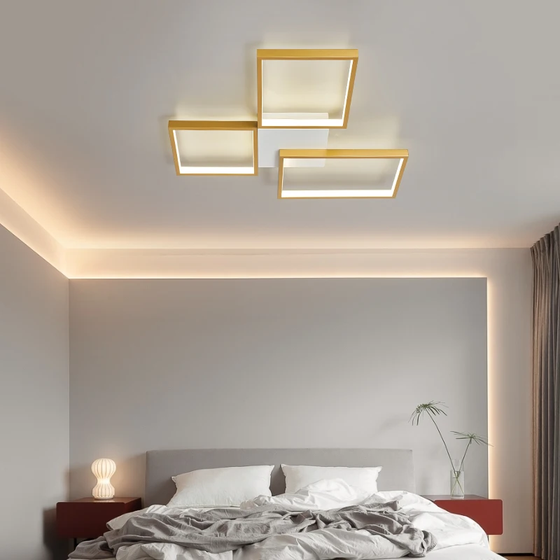 Lampadari moderni a LED per soggiorno, camera da letto, sala studio, lampadari a soffitto color oro/nero per interni