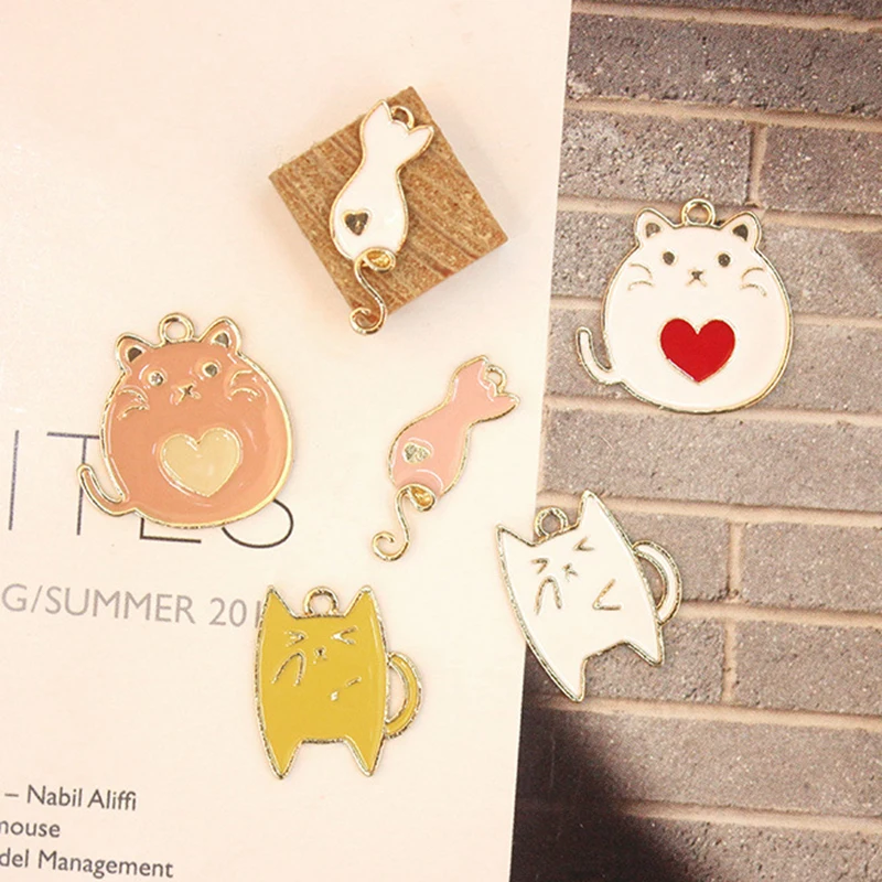 10pcs/lot Cute mouse cat Enamel Charms for DIY Earring Jewelry Handmade Headwear accessories Finding XL750