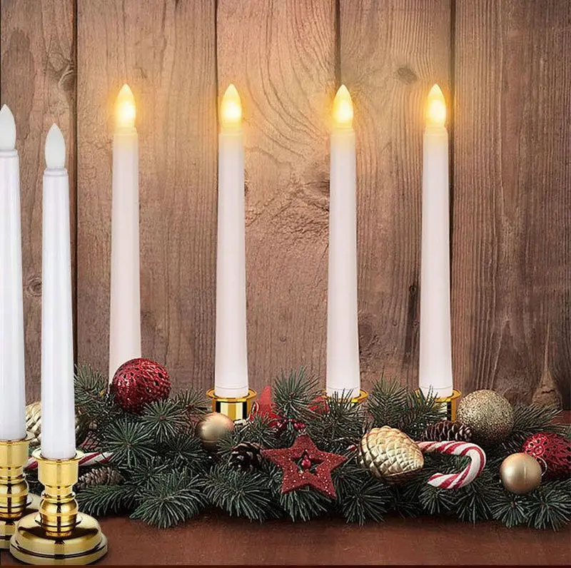 

Set of 3/6/9 Remote controlled LED Taper Battery Operate Candle Stick Light w/Timer Wedding Christmas Home Bar party Decor-Amber