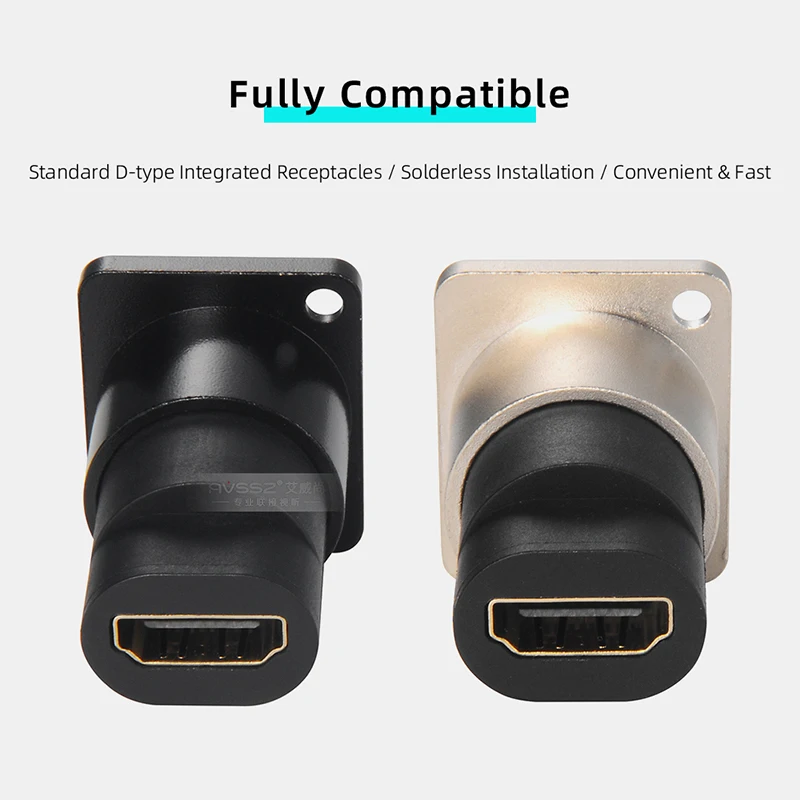 Avssz Type D Hdmi 2.0 Socket Adapter 4K Hd Rechte 90 ° Haakse Vrouwelijke Docking Converter Seat Chassis audio Video Connector