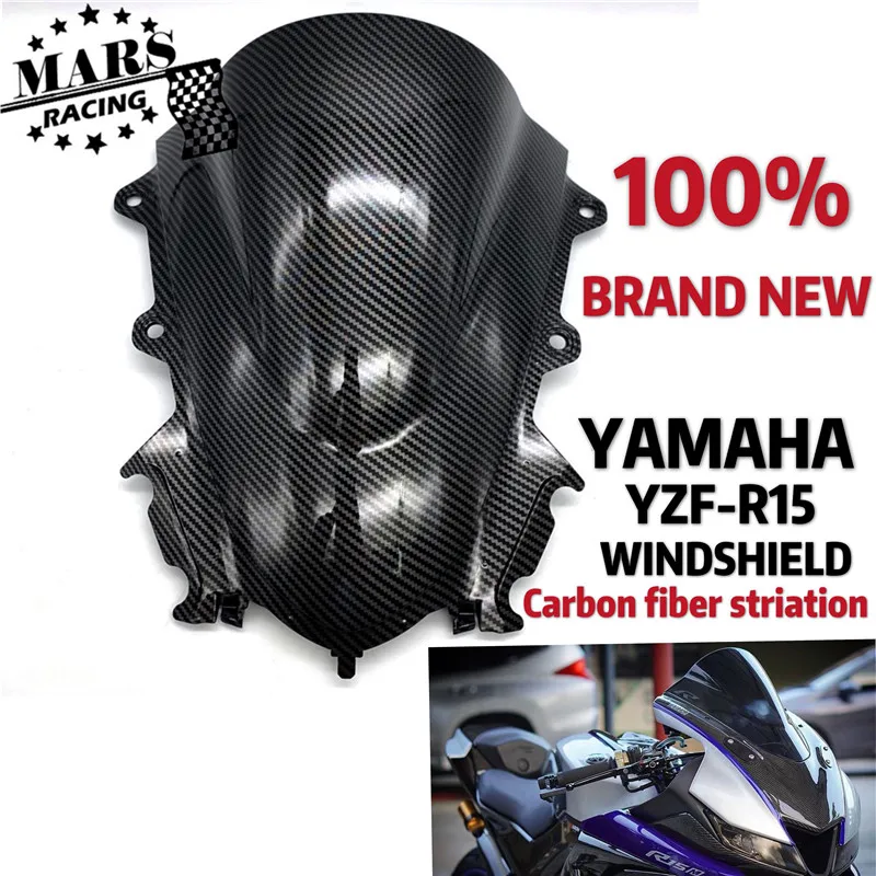 

Motorcycle Carbon fiber striation Windshield Windscreen Viser Visor Deflector For YAMAHA YZF R15 V3.0 2017-2020 YZF-R15 V3 2020