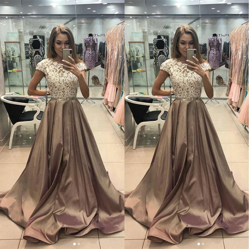 

New Formal Dresses Plus Size Prom Party Gown Zipper Evening Dress Sleeveless Scoop Applique Floor-Length Custom NONE Train