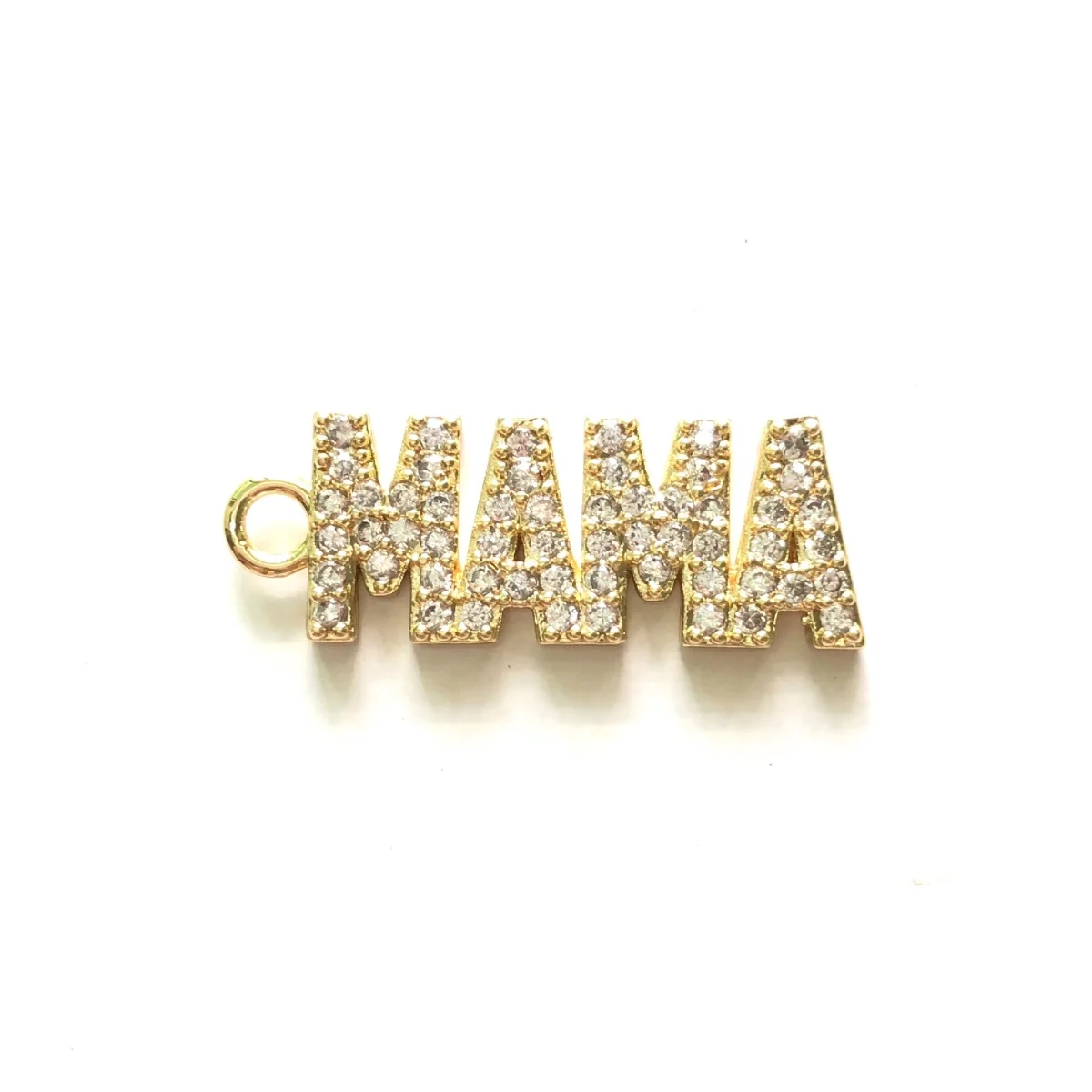 5pcs MAMA Word Charm for Women Jewelry Making Cubic Zirconia Micro Paved Letter Bracelet Girl Necklace Pendant Keychain Handmade