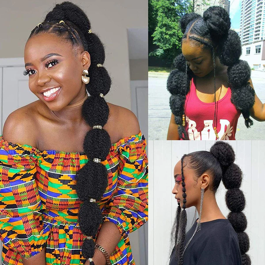 Afro Puff Curly Hairpiece Ponytail Hair Extension Synthetic Marley Braids False Pigtail for Black Women Drawstring Chignon Tail