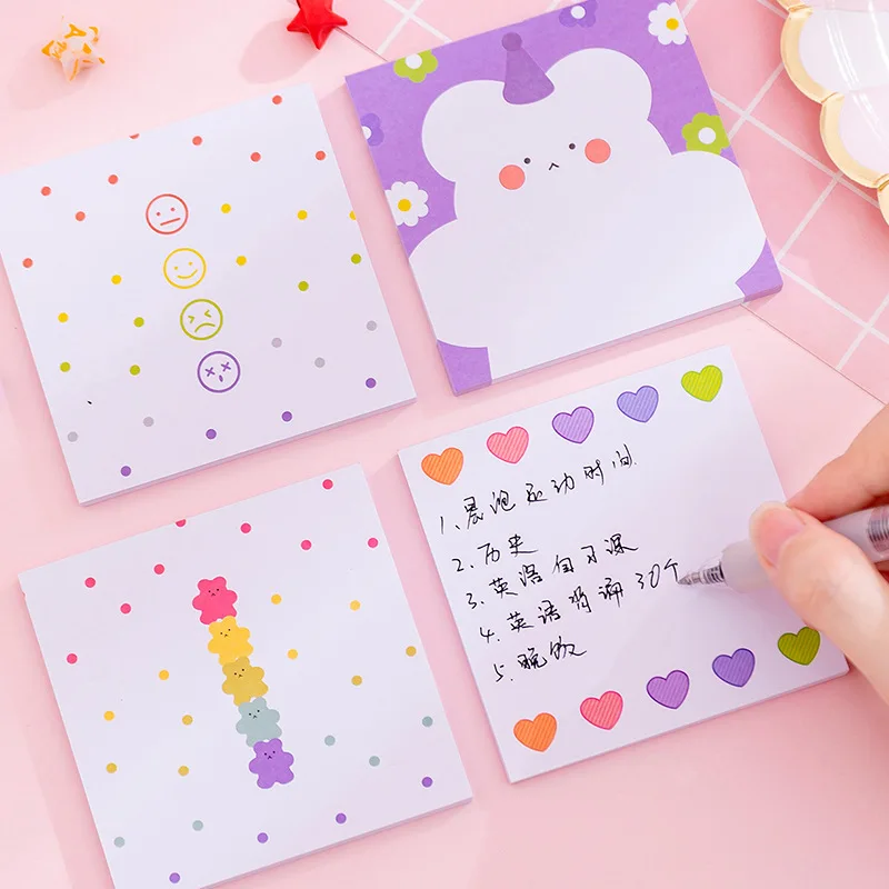 50 Pages Cute Kawaii Love Heart Candy Bear Flower Memo Pad Stationery Paper Notepad Sticky Notes Papeleria