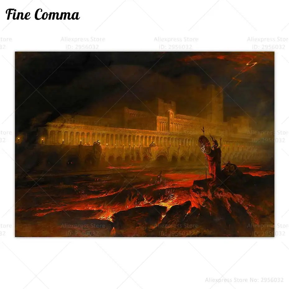 Pandemonium John Martin Satan Poster Vintage Art Canvas Print Antique Painting Wall Art Religious Wall Decor Home Decoration