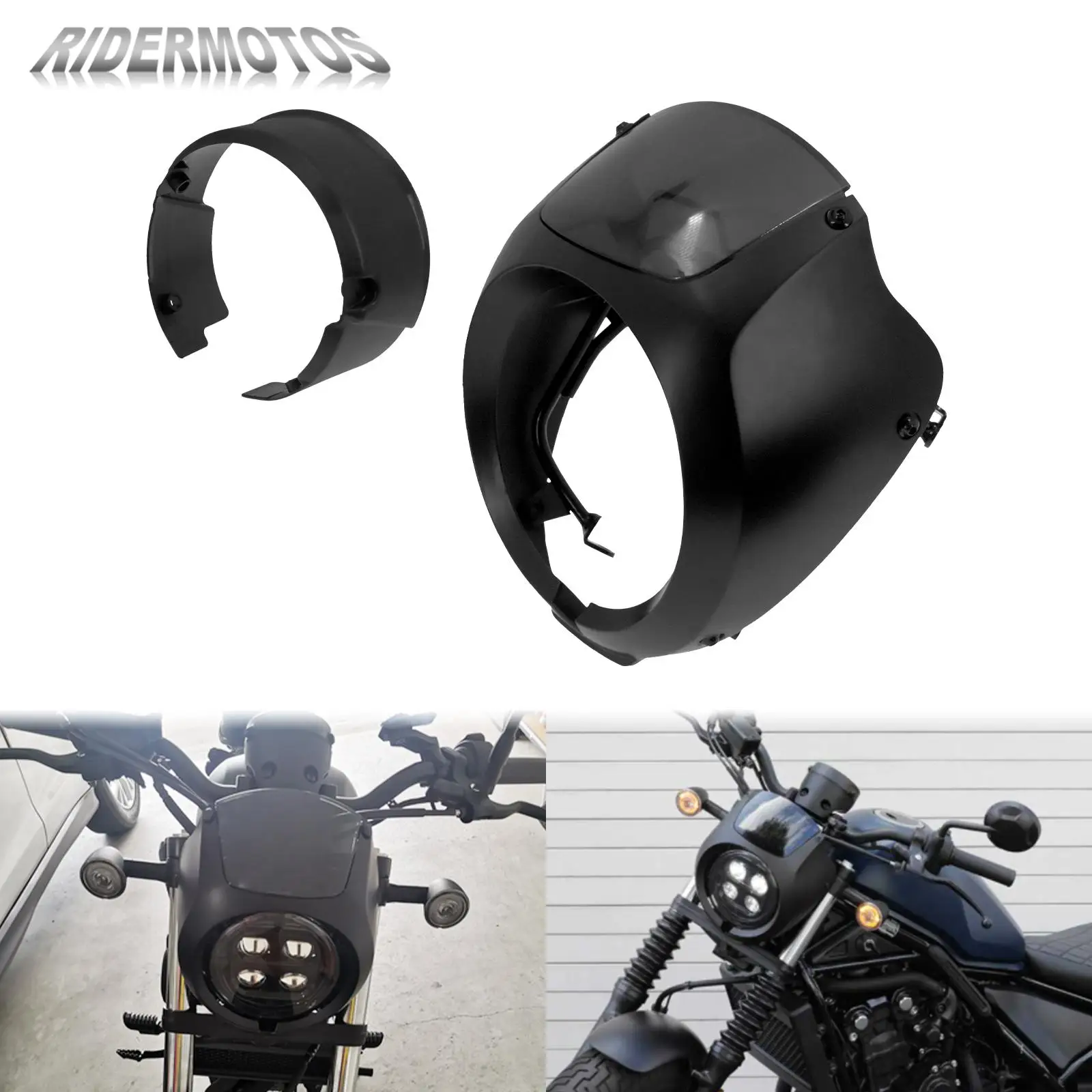 

Motorcycle Black Windshield Headlight Screen Headlamp Fairing Cowl Cover Mask For Honda CMX500 CMX300 2017-2019 2020 2021