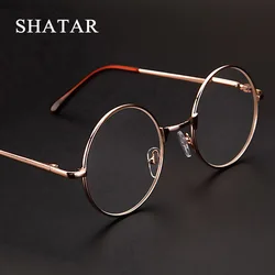 Shatar-gafas de lectura redondas para hombre y mujer, lentes con montura grande, HD, ultraligeras, cómodas, con patas de espejo y resortes, novedad de 2024