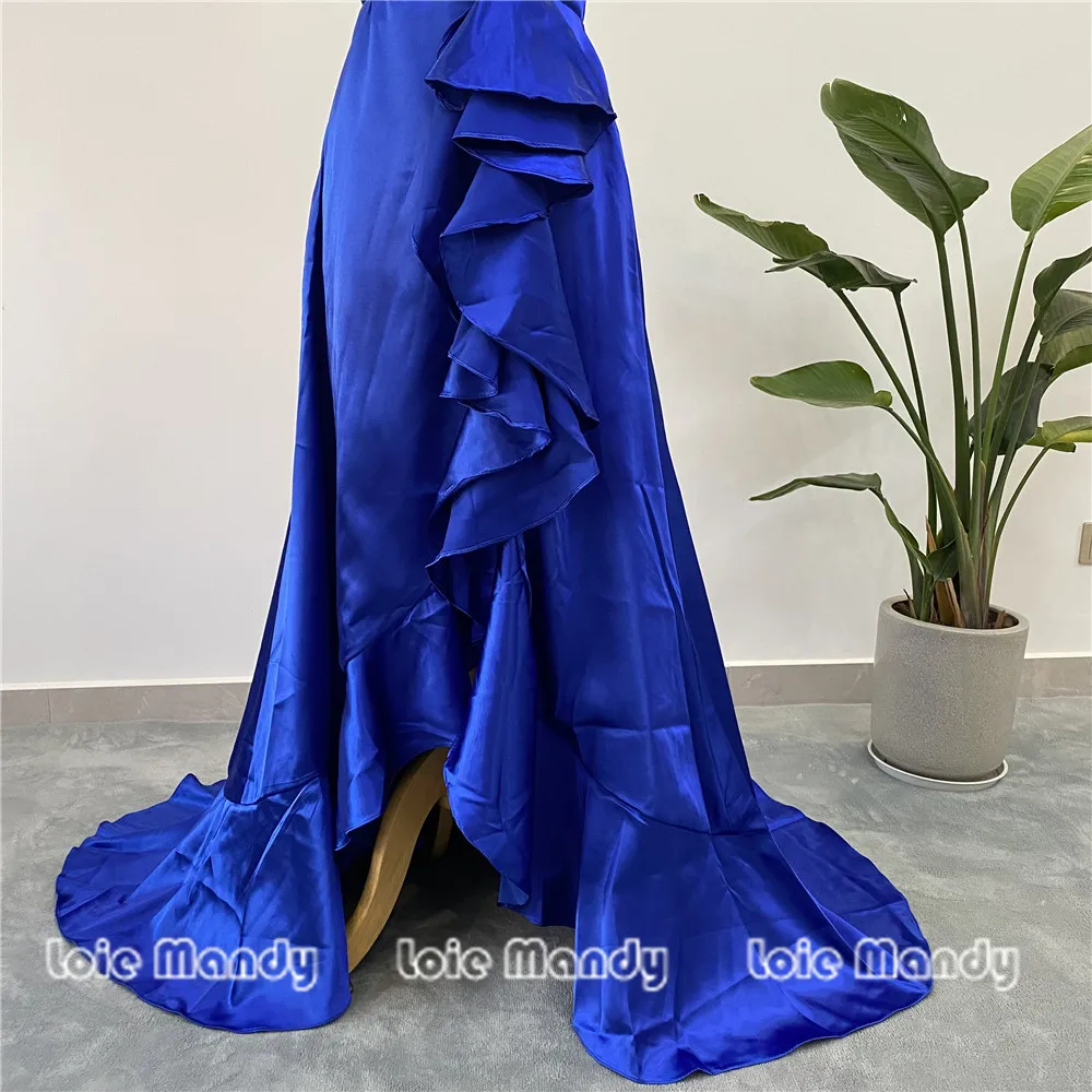 Sexy Criss Cross Back Prom Dresses Long Royal Blue Side Split Evening Party Gowns For Women Plus Size Vestidos de graduacion