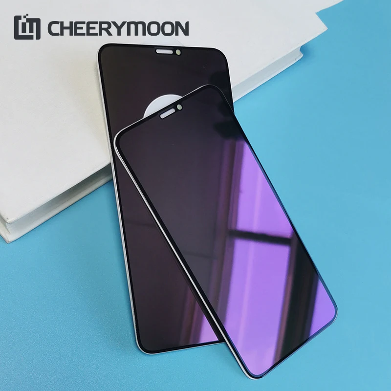 TOP MF Screen Protector Purple Light+Anti Peeping For iPhone 12 11 PRO MAX mini 6 6s 7 8 Plus X XS XR Secret-proof Privacy Glass