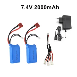 7.4V 2000mAh Battery + 7.4v Charger for A949 A959-B A969-B A979-B K929-B Remote Control Car 2s LiPo Battery for Wltoys car Parts