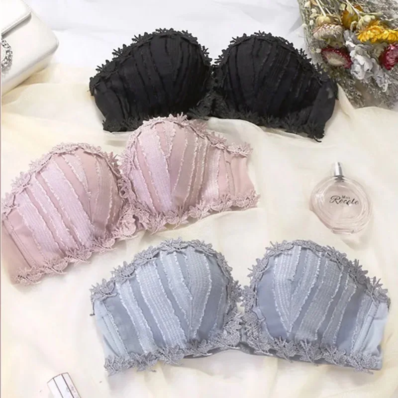 Embroidery Front Closure Push Up Bras Wireless Women Sexy Lingerie Seamless Adjustable Backless Bralette Underwear Brassiere