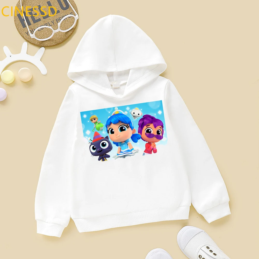 True And The Rainbow Kingdom Sweatshirt Children's Plus Velvet Cap Hoodies Baby Boys Girls White Pink Yellow Hoody Top 3-13Y