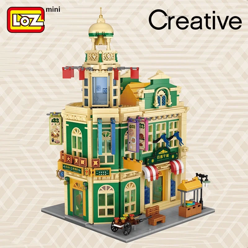 LOZ Peace Hotel old Shanghai Republic of China style large building small particle assembly building block toy model