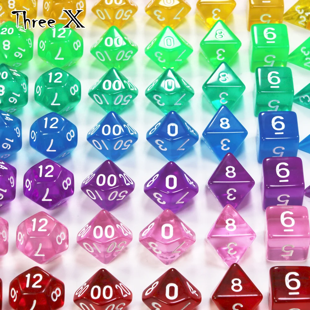 Juego de dados poliédricos de 70 piezas d & dgame, juego de rol transparente con bolsa de terciopelo para juegos de mesa RPG D4 D8 D10 D12 D20