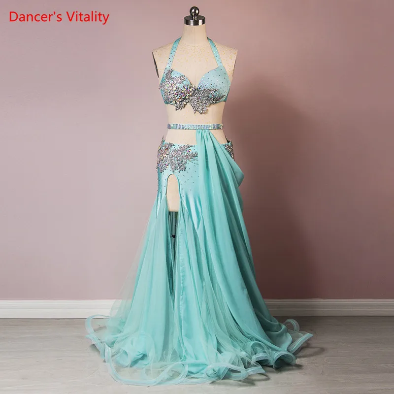 Belly Dance Set Full Diamond Bra Split Skirt Performance Suit High-End Custom Adult Child Profession Competition Clothing