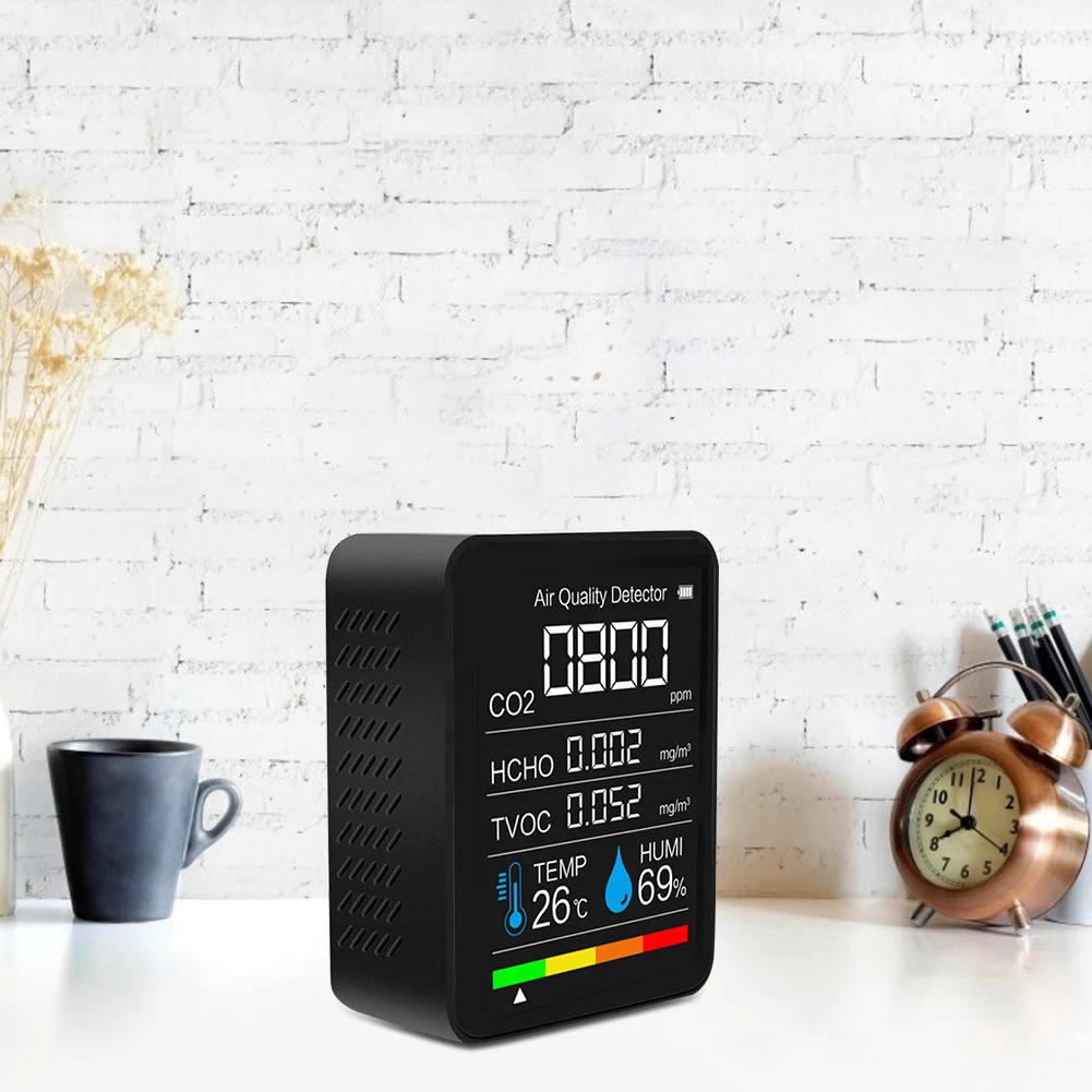 متعددة الوظائف 5 in1 CO2 متر الرقمية ثاني أكسيد الكربون USB الهواء HCHO كاشف الغاز محلل درجة الحرارة الرطوبة مراقبة الجودة