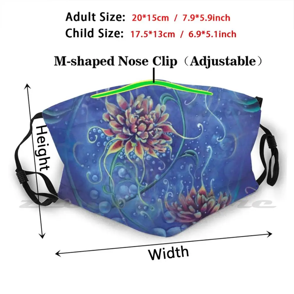 Blase Garten Floral Print Maske Tuch Wiederverwendbaren Druck Filter Waschbar Floral Chrysantheme