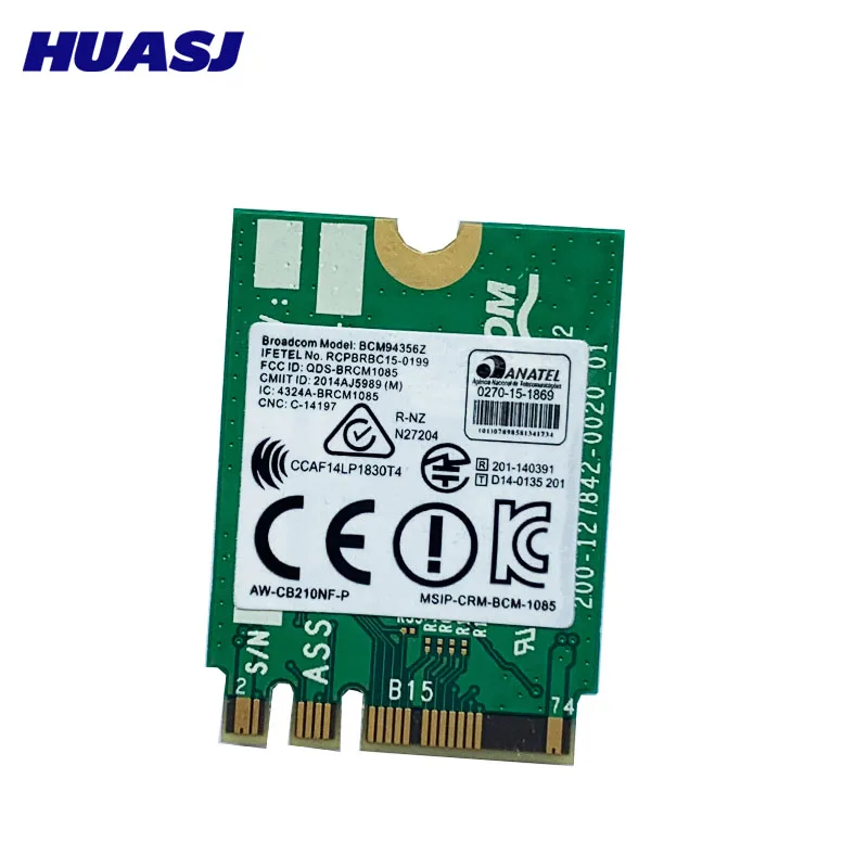 Huasj Dual Band Adapter for BCM94356Z AW-CB210NF-P NGFF M.2 WiFi 867Mbps Wireless Card + BT 4.1 AC Card