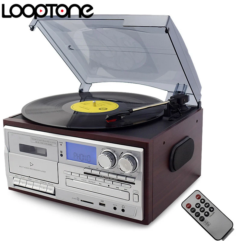 Turntable Bluetooth 3 Velocidades com LP, CD e Cassete