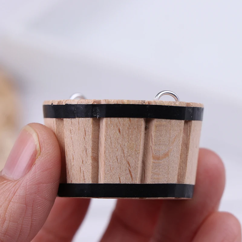 1:12 Dollhouse Miniatures Wooden Basin Wooden Barrel Furniture Accessories