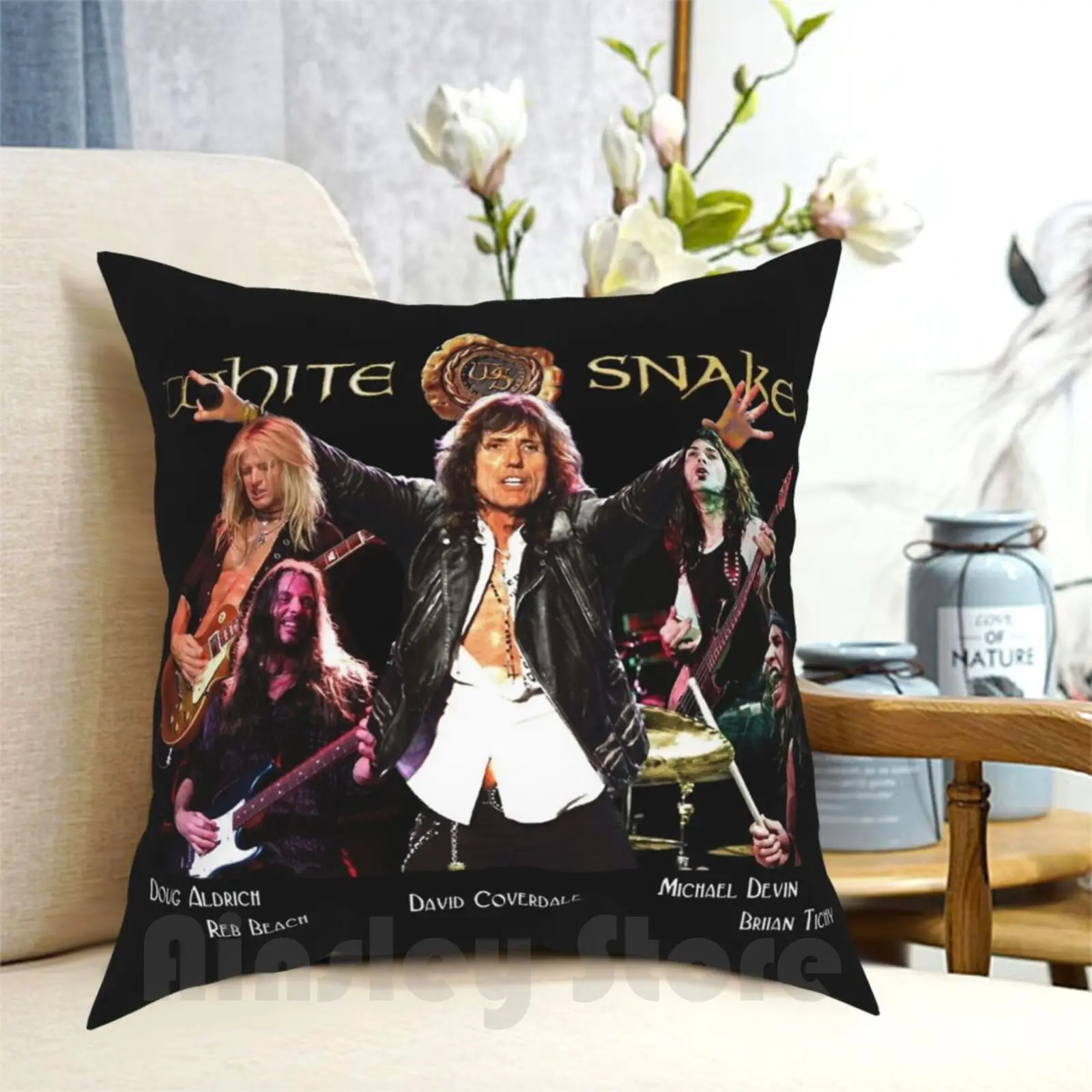 White Old’S Cool Snake Pillow Case Printed Home Soft Throw Pillow Band Classic Music Whitesnake Grub Band