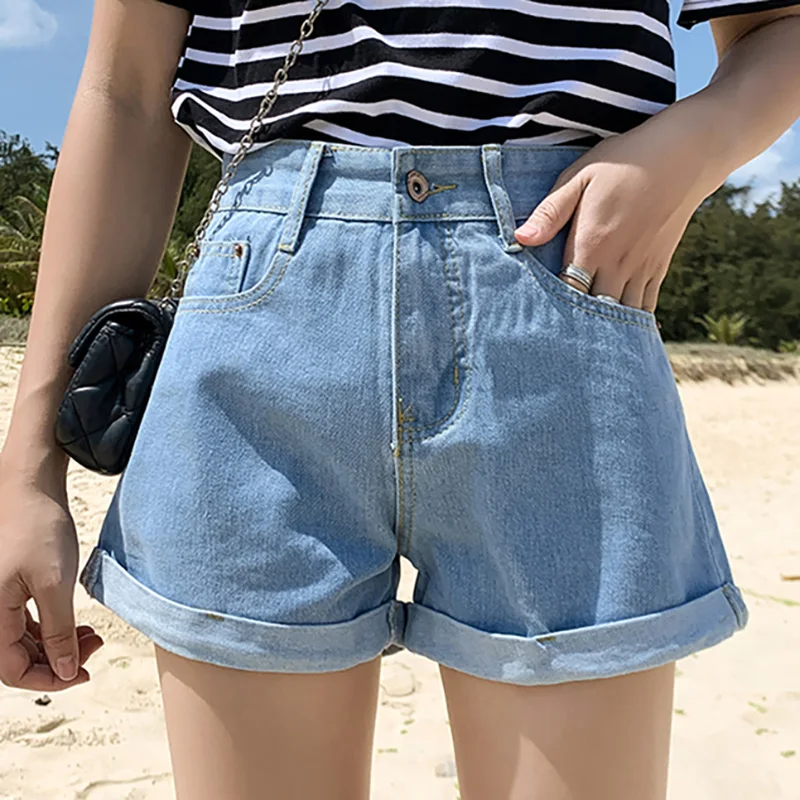 Women Summer 2023 Shorts High Waist Casual Jeans Denim Fashion Slim Black White Cotton Short Pants Jean Ladies Clothes Ropa Muje