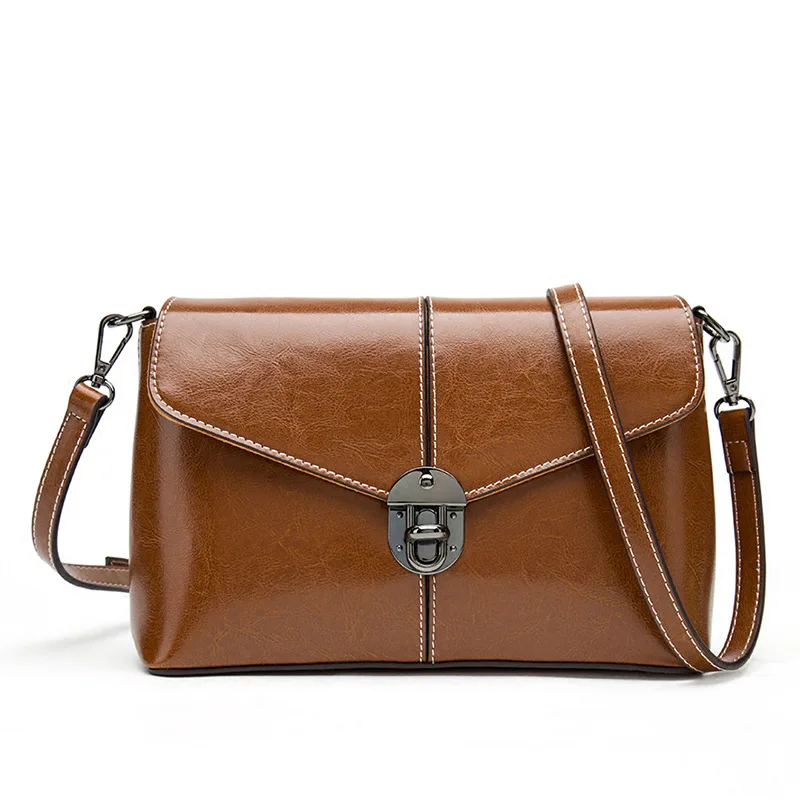 

Han Edition Of The New Oil Wax Cowhide Leather Women's Handbags Summer New Brand Chinese Style High Quality Shoulder Bags