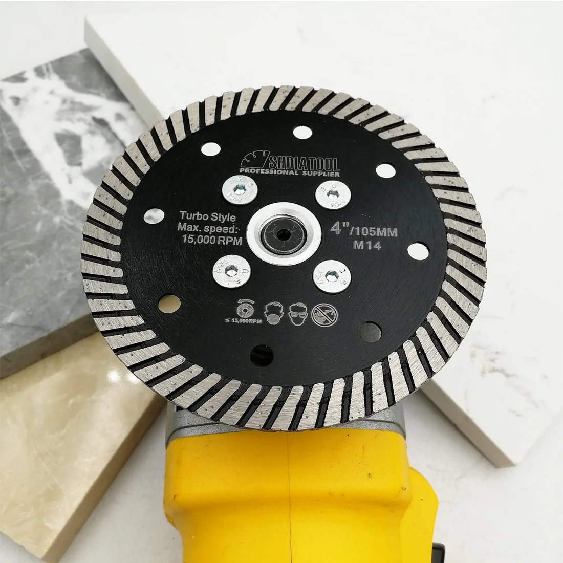 SHDIATOOL 2pcs Diameter 4 "/105mm Diamond Panas Ditekan Sempit Turbo Blade Dengan M14 Thread Cutting Disc untuk Marmer Granit Beton