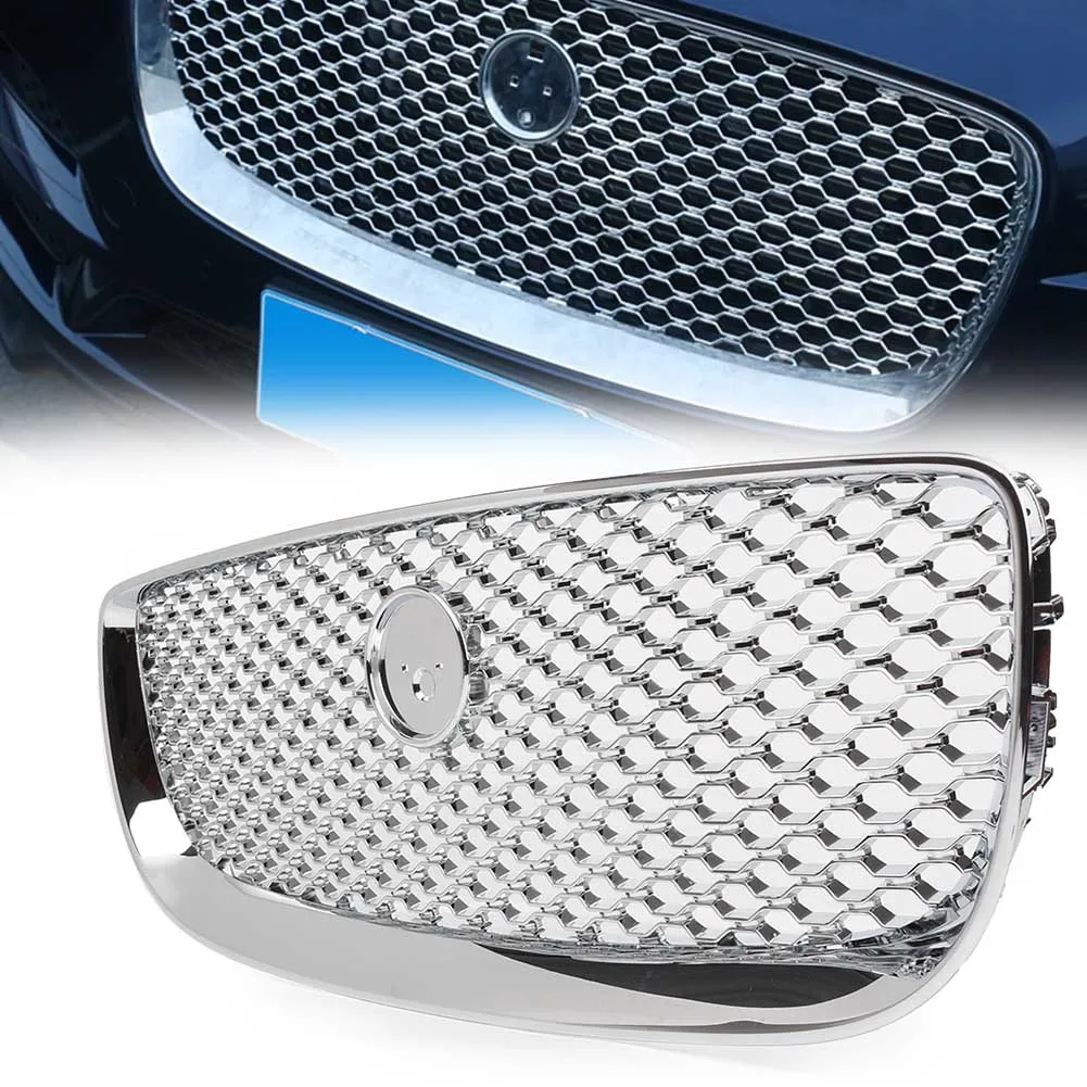 

Chrome Car Front Bumper Grille Accessories For Jaguar XJ 2016 2017 2018 Car Styling Upper Mesh Racing Grill ABS Plastic