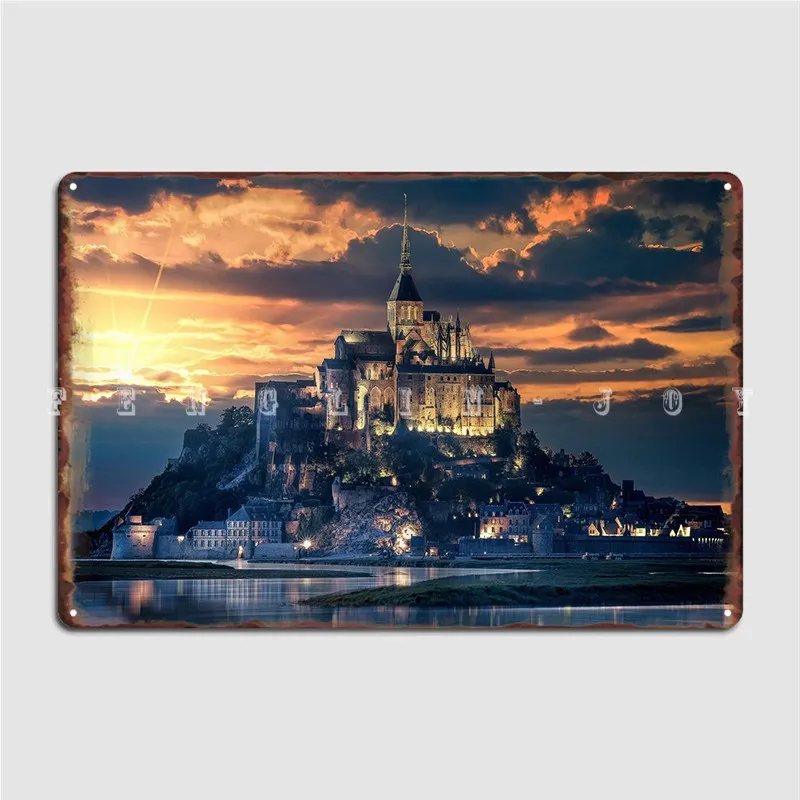 Mont Saint Michel France Poster Metal Plaque Wall Mural Club Bar Painting Décor Personalized Tin Sign Poster