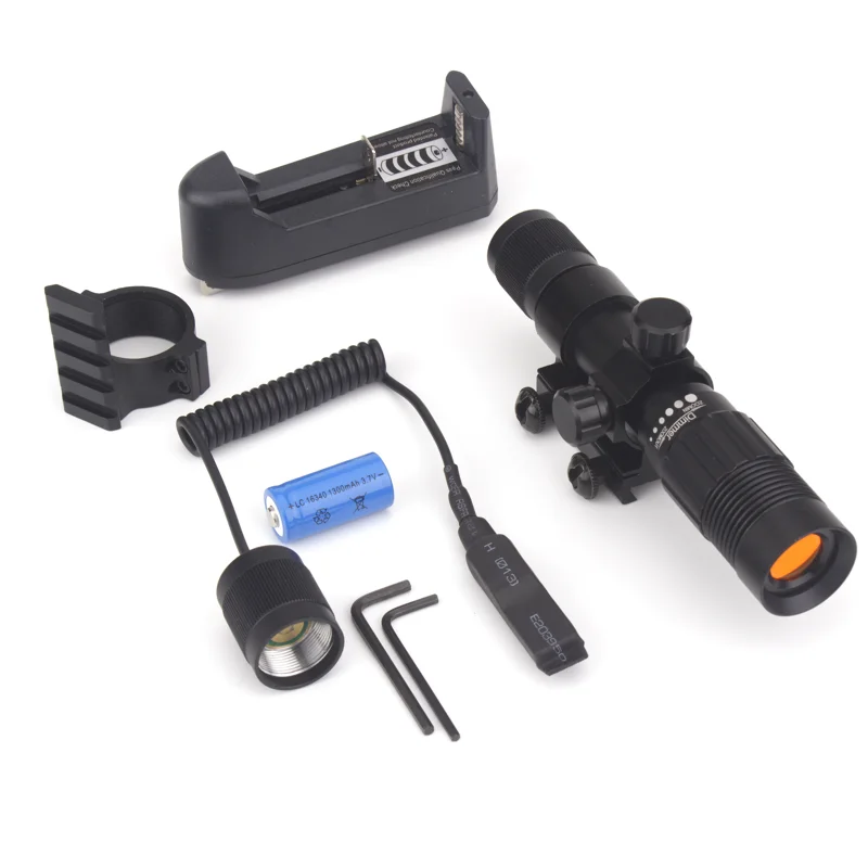 

Zoomable Rifle Green Laser Sight Flashlight Combo Picatinny Rail Mount Rechargeable Laser Collimator