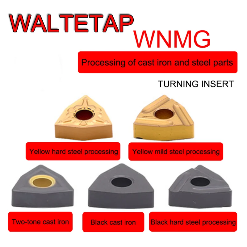 WALTETAP CNC Поворотная лопасть WNMG 080408 080412 лезвие из сплава в форме персика, лезвие из литой стали с прорезями, средний шероховатый шлифовальный н...