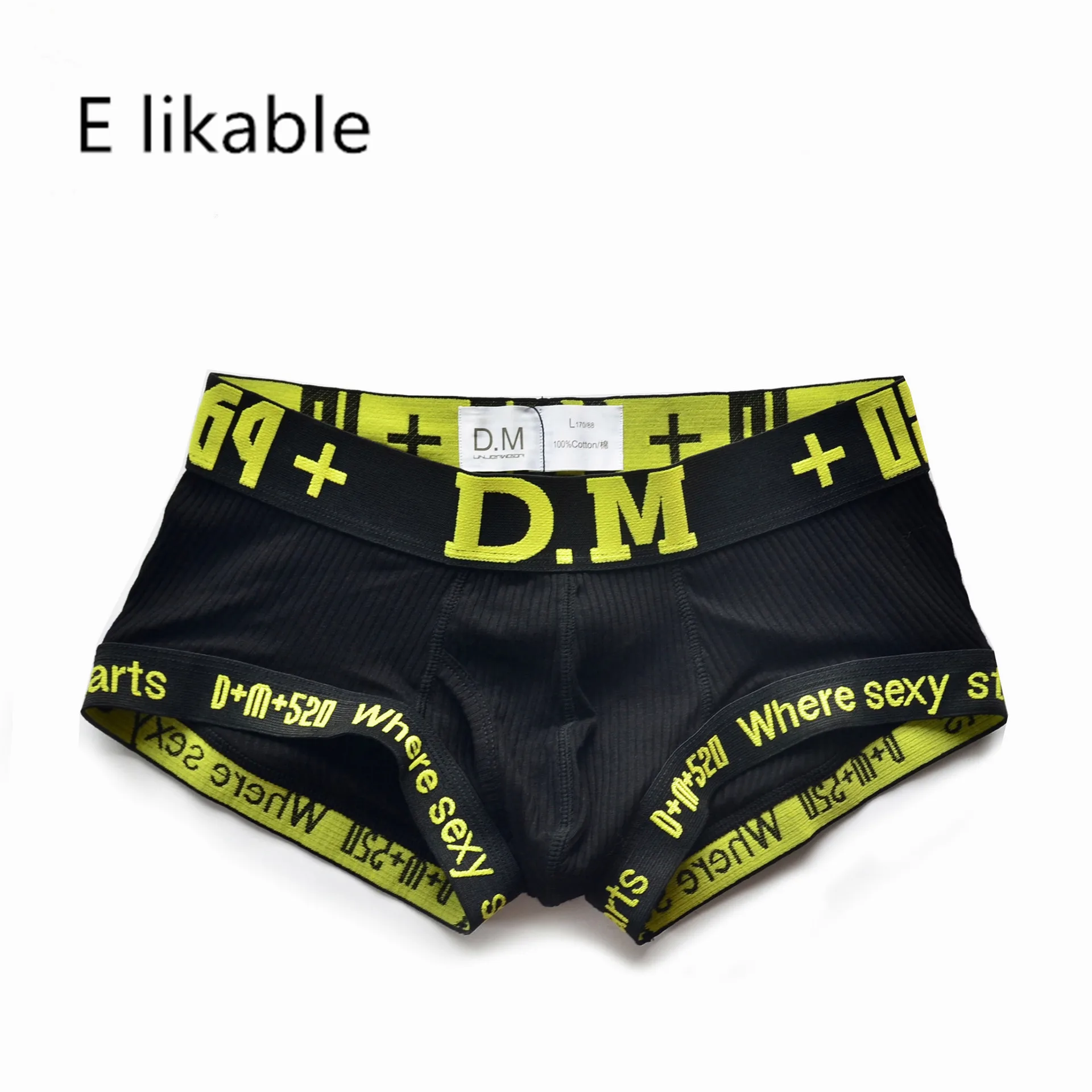 E likable2020 fashion new personality letters men's underwear low waist sexy comfortable cotton breathable boxer shorts