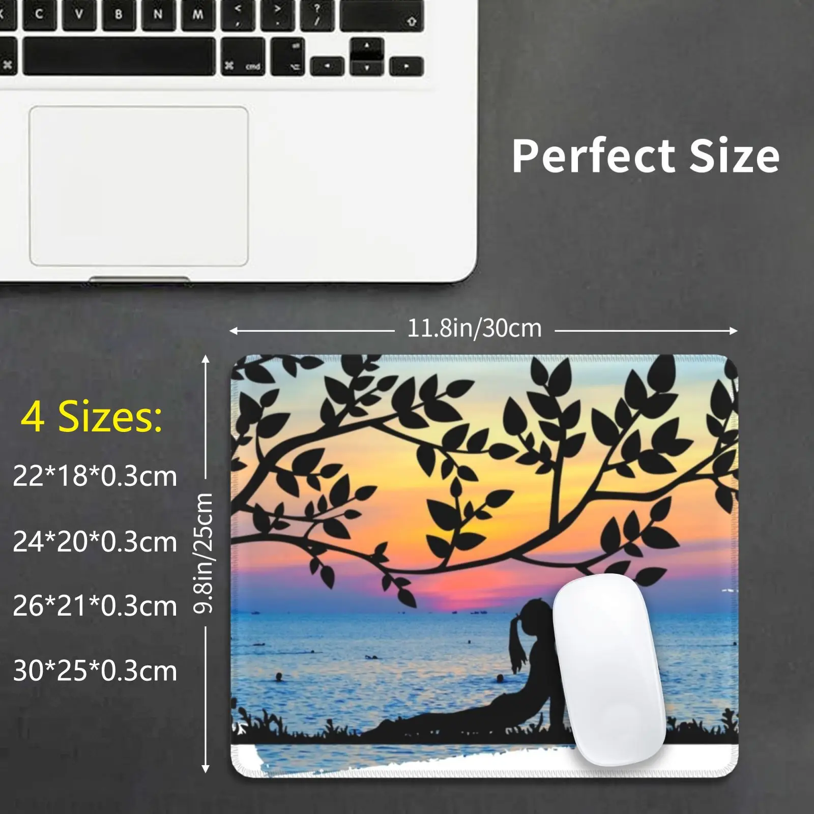 Yoga Under A Tree Mouse Pad DIY Print Yoga Pose Tree Exercise Fitness Meditation Meditation Sunset