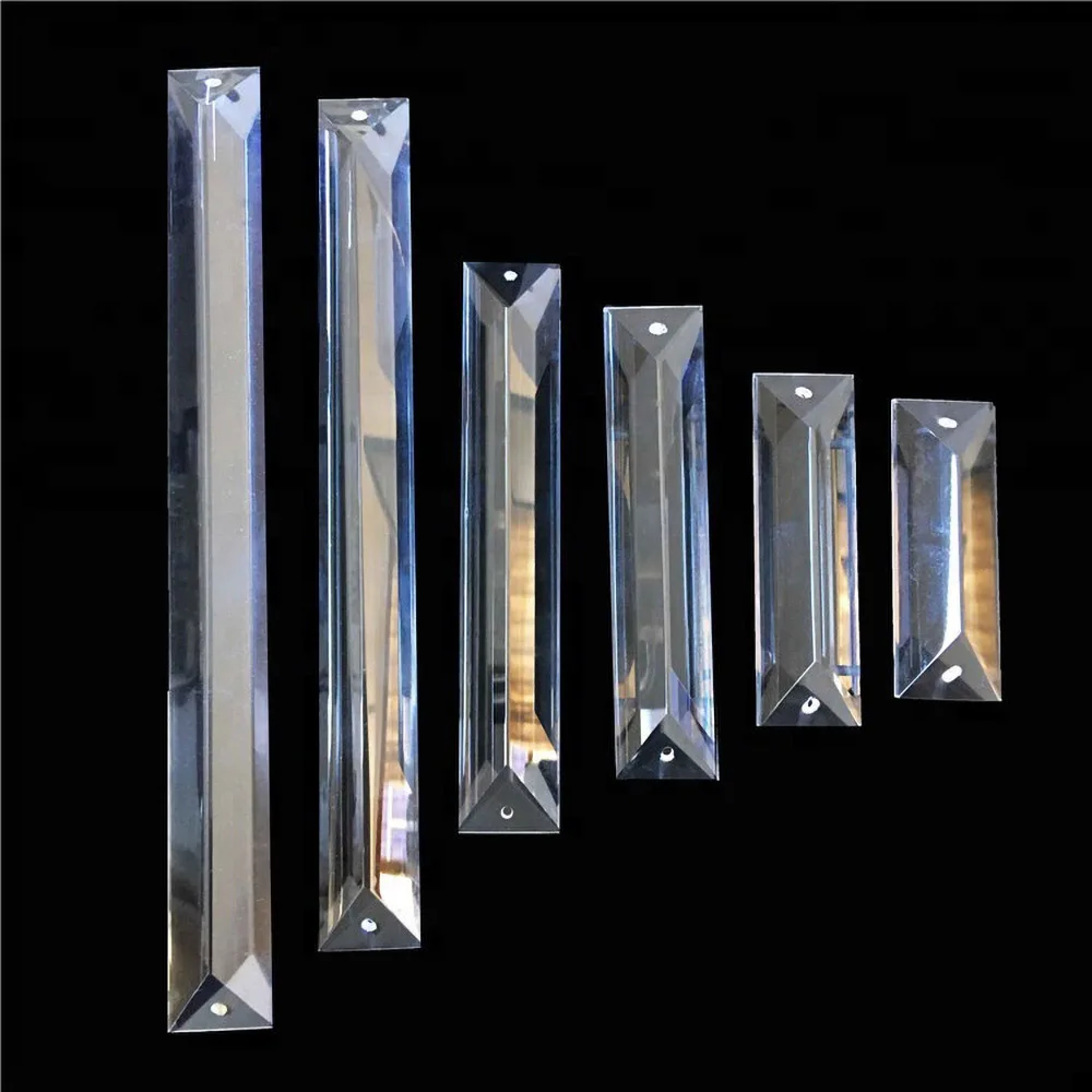 Big Size Transparent 22x150mm to 22x300mm Clear Crystal Triangle Strip Prism Suncatchers Lighting Lamp Parts for Home Decor