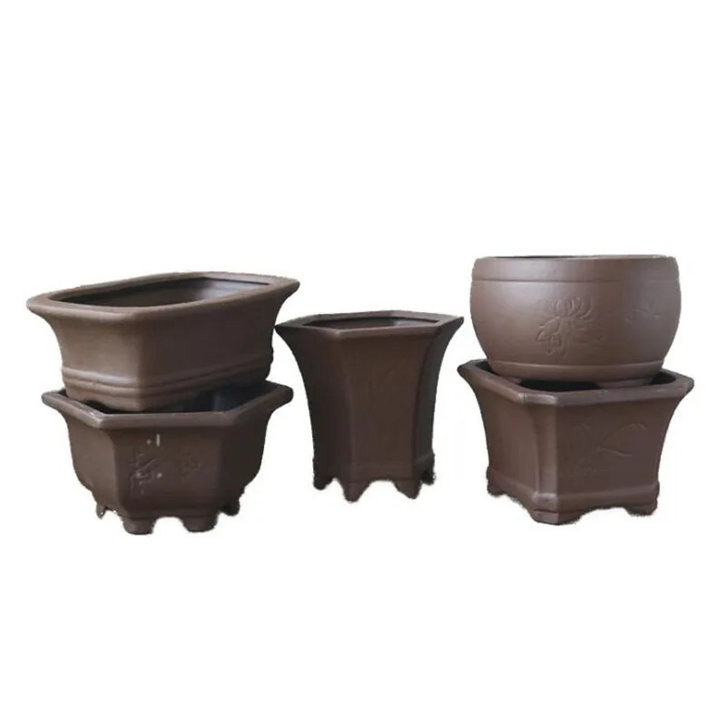 

Ceramic Crafts Flowerpot Black Pottery Earthen Burn Plum Orchid Bamboo Chrysanthemum Succulent Plant Pot Breathable Vase Decor