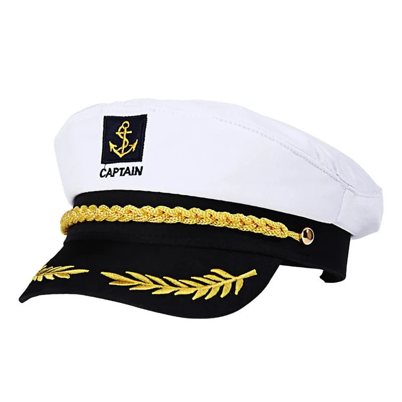 3 Colors Adult Yacht Boat Ship Sailor Captain Cosplay Hat Navy Marine Admiral Embroidered Caps