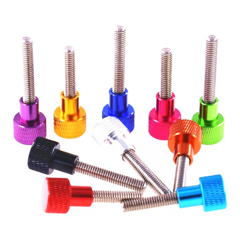 5pcs M3 M4 Knurled Aluminum Thumb Screw Aluminum alloy Knurled head Stainless steel Hand thumb screw