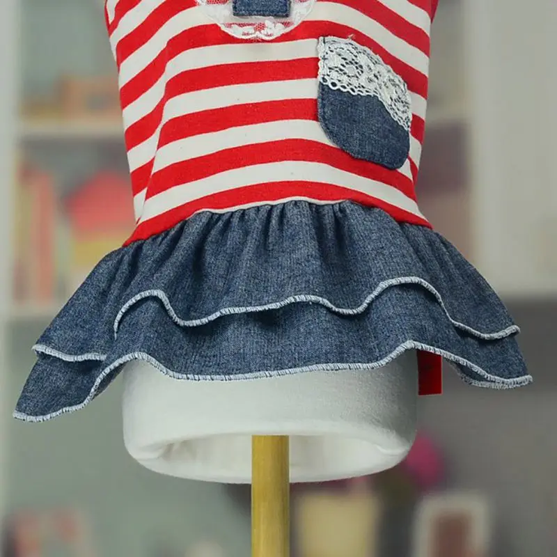 Summer Dress for Dog Pet Stripe Dress Tutu Denim Dress Pet Dog Jean Clothes Pet Outfits Small Medium Dog Chihuahua Wedding Skire