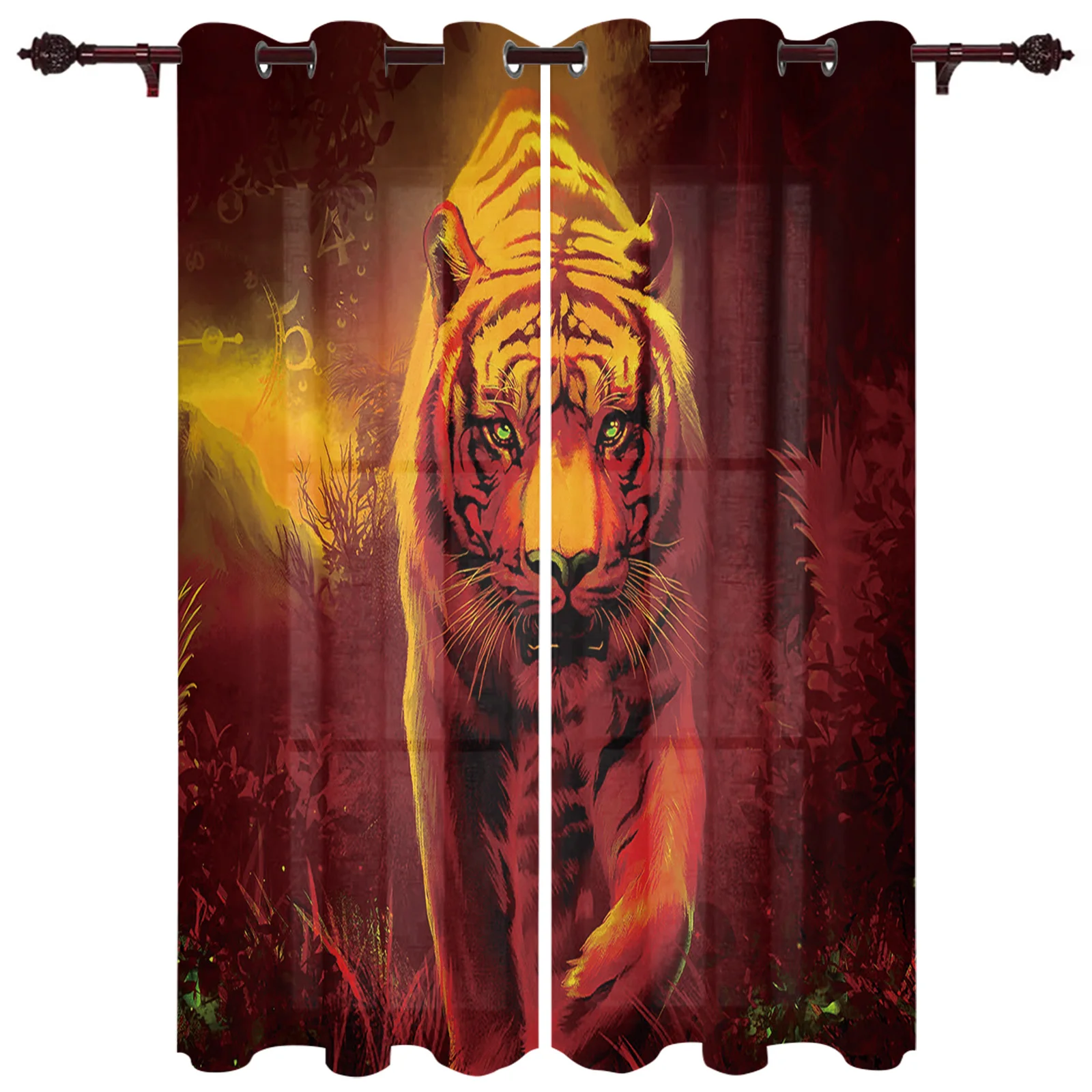 Translucent Exquisite Window Curtains Tiger Ferocious Woods Curtains Living Room Bedroom Panel Kitchen Custom Made Curtains