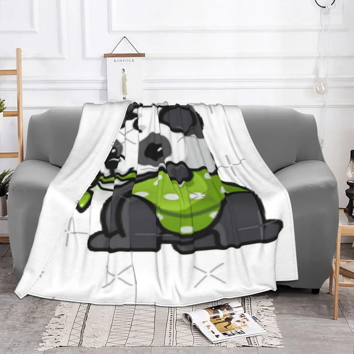 Manta polar a cuadros para cama, edredón de verano con diseño de Panda y Animal bonito, 1 manta