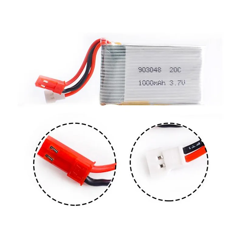 3 sztuk/partia RC Dron baterii 3.7V 1000mAh 25c Lipo baterii SM / JST wtyczka dla T04 T05 T25 M03 RC Quadcopter Drone części zamienne