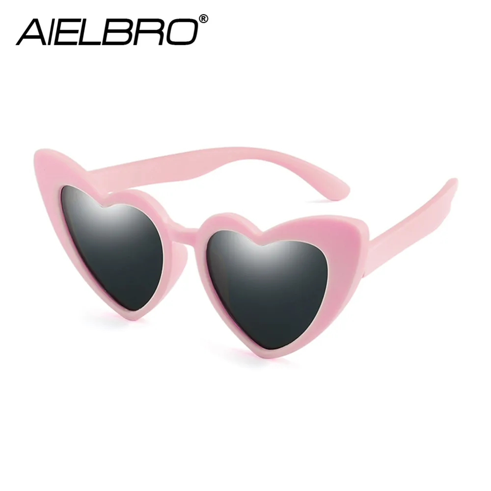 AIELBRO Kids Sunglasses Boy Girls Polarized Heart Shapes Silicone Flexible 1.5-11 Years Kids Safety Glasses UV400 Baby Eyewear