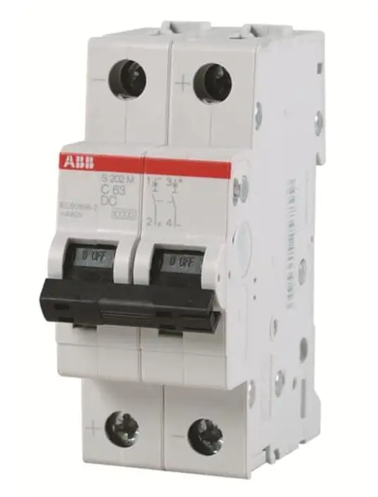 

S202M-C63DC 10120683 2TAZ112200R1634 2P | 63A | C | 10kA Miniature Circuit Breaker