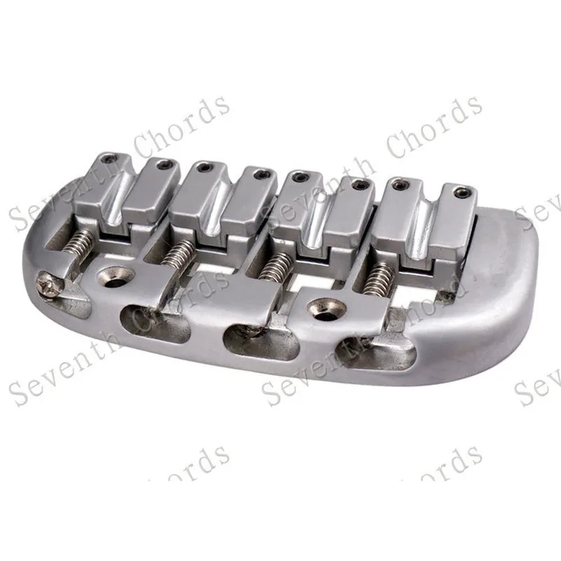 A Set of Silver Curve Baseplate Double Bullet 4 String Saddle Electric Bass Bridge Guitar Accessories Parts Musical Instrument