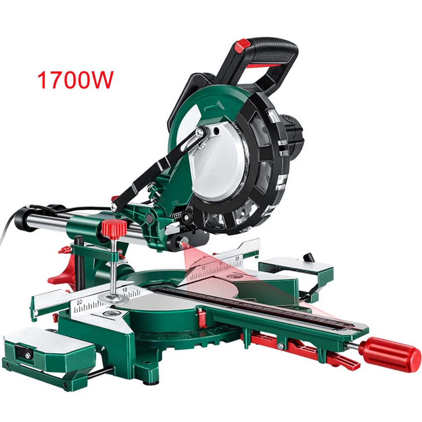 1700W 8 Inch Tie Rod Miter Saw Electric Compound High Precision Sliding Push Miter Saw Woodworking Aluminum Cutting Machine 220V