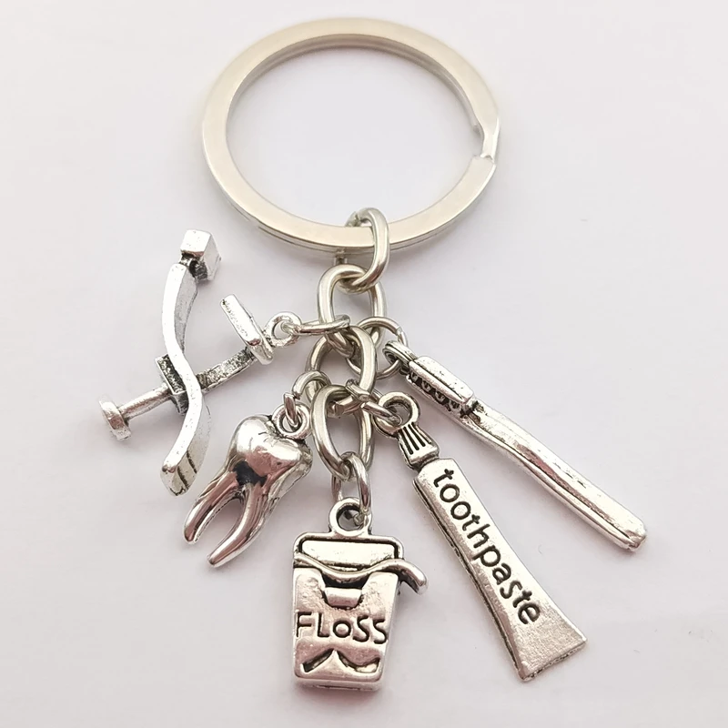 

1pc Dentist Keychain Tooth Charms Do What Do You Love Love What You Do Words Keyring Jewelry Women