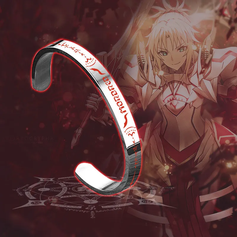Juego de Anime Fate/stay night pulsera de acero inoxidable Fate/Zero Fate/Grand Order pulsera Nero Saber Cosplay pulsera negra regalos