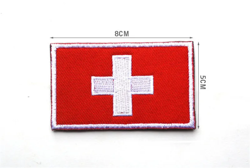 Switzerland National Flag Embroidery 3D Badge Swiss Confederation Patch  Military Armband Tactical Patches